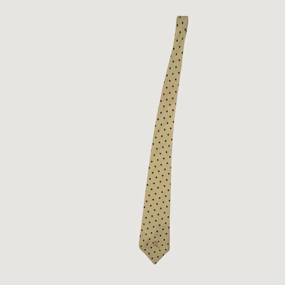 Countess Mara Silk Tie 56x3.75 Mens OS Yellow Geometric Diamond Embroidered Logo